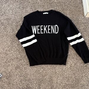 Workshop Republic Clothing Black Crewneck Sweater with White Accents
